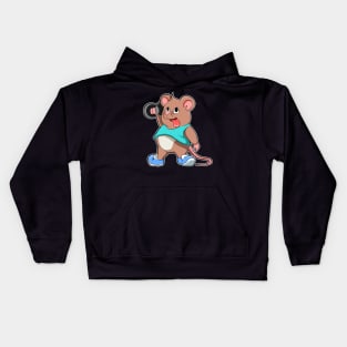 Mouse at Bodybuilding with Dumbbell Kids Hoodie